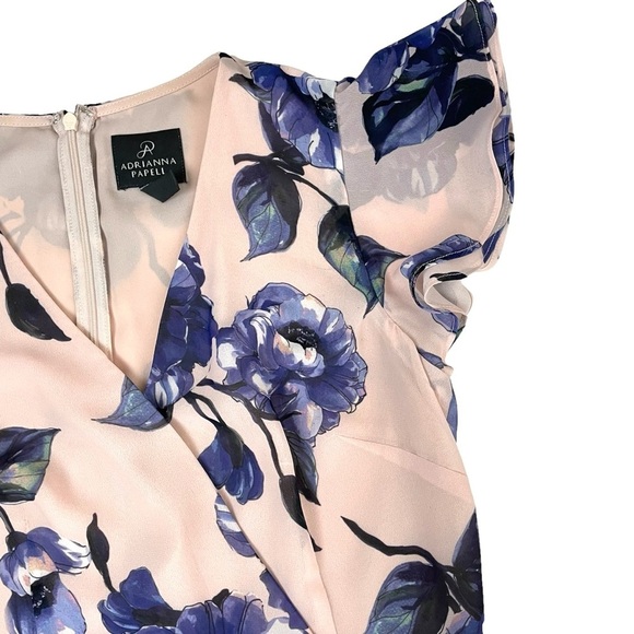 Adrianna Papell Geranium Floral Faux Wrap Mini Dress - Picture 9 of 15